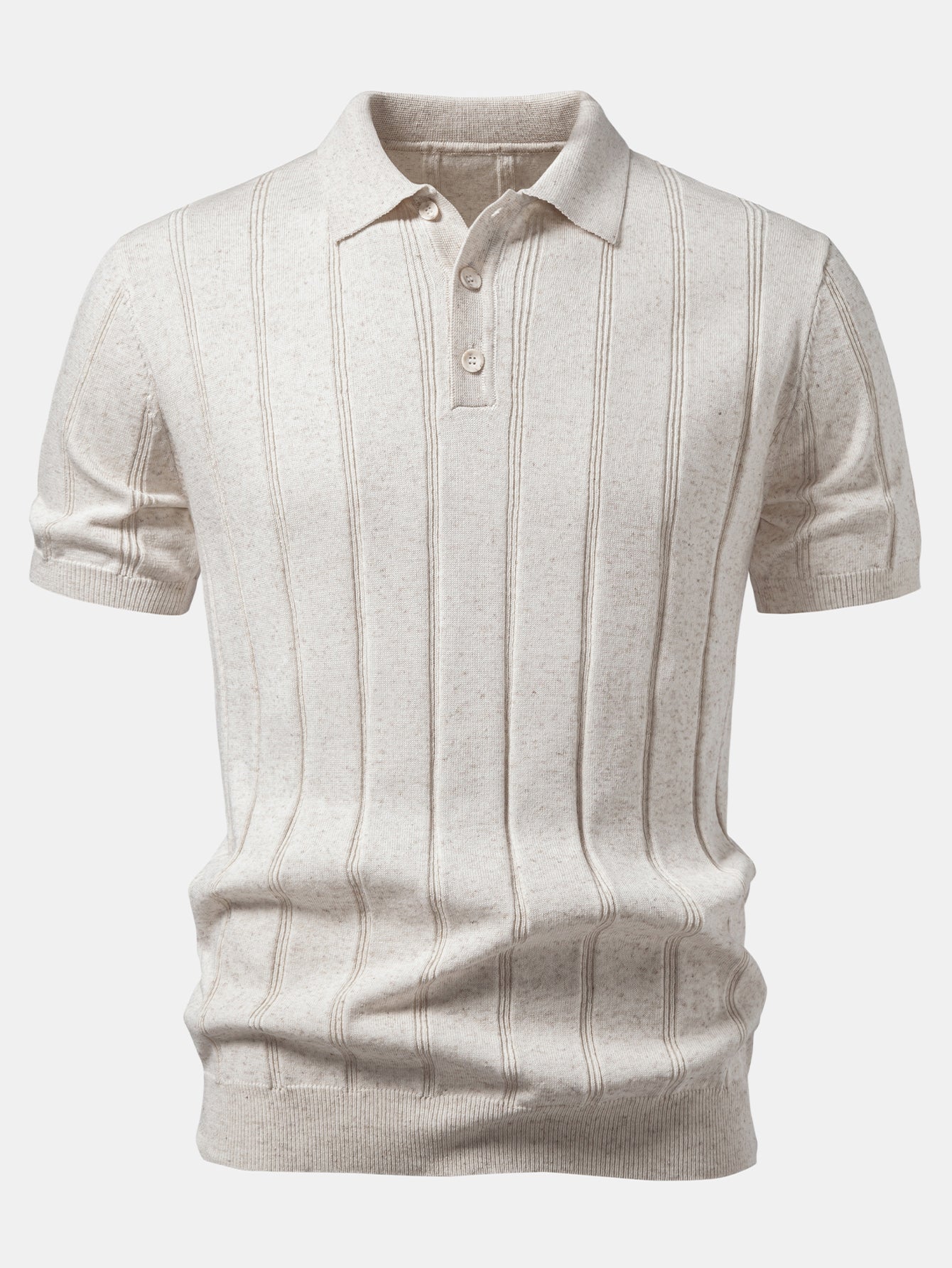 Men's Breathable Linen Ribbed Polo Set