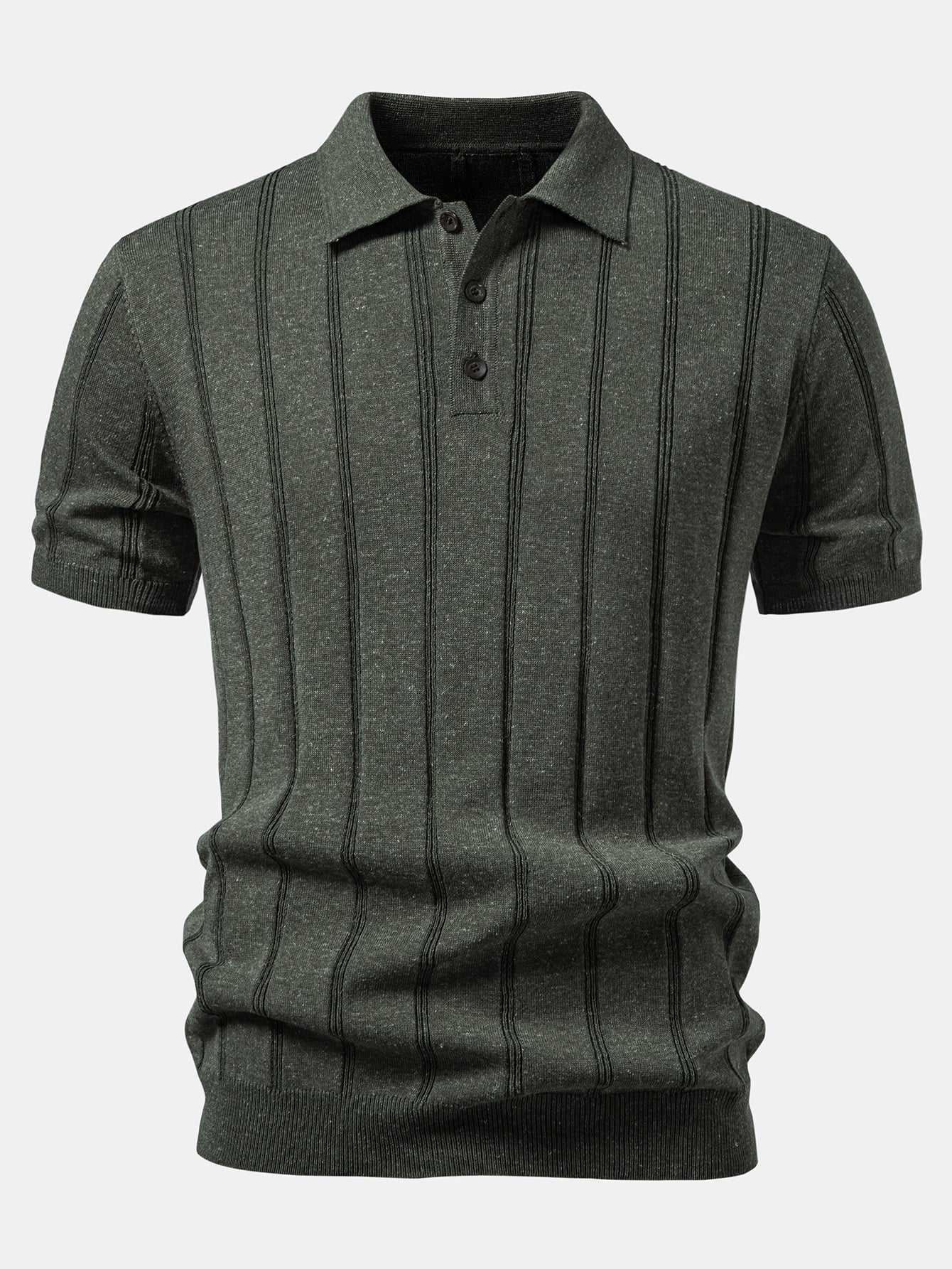 Men's Breathable Linen Ribbed Polo Set