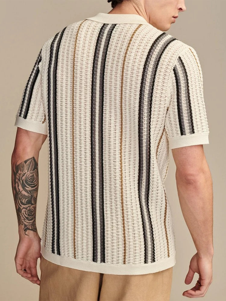 Men's Breathable Open-Knit Polo Shirt