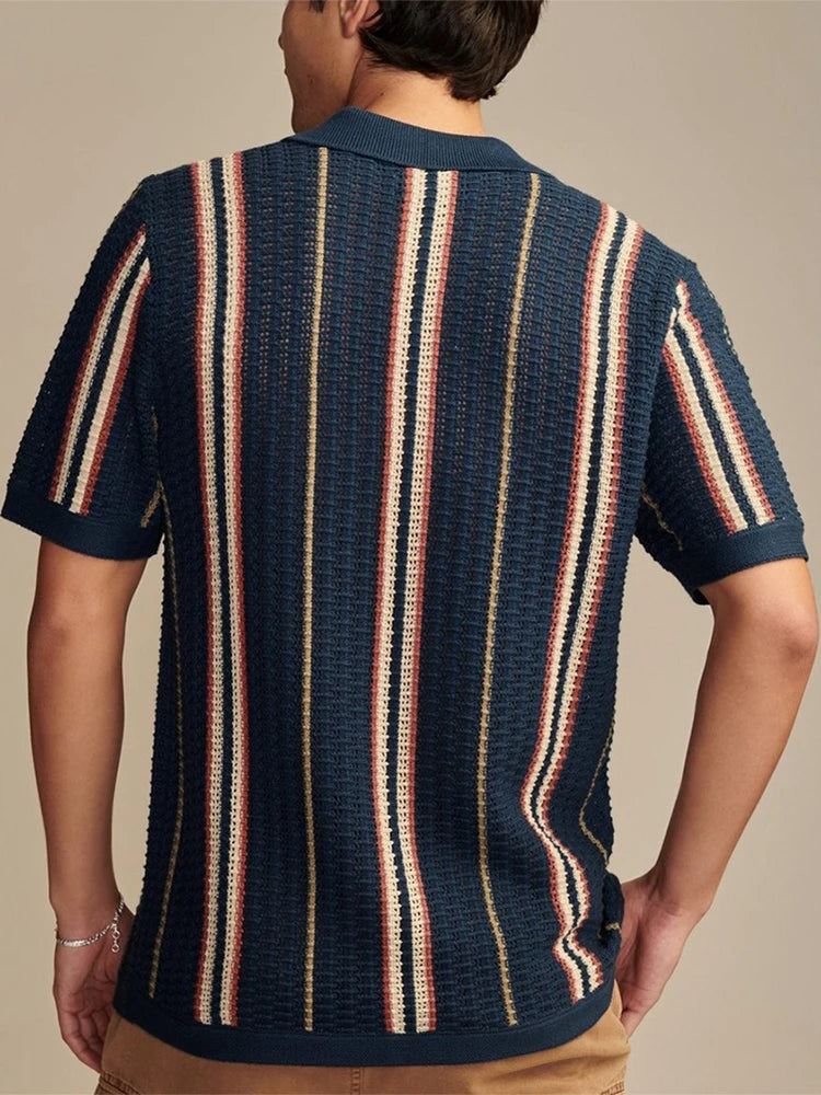Men's Breathable Open-Knit Polo Shirt