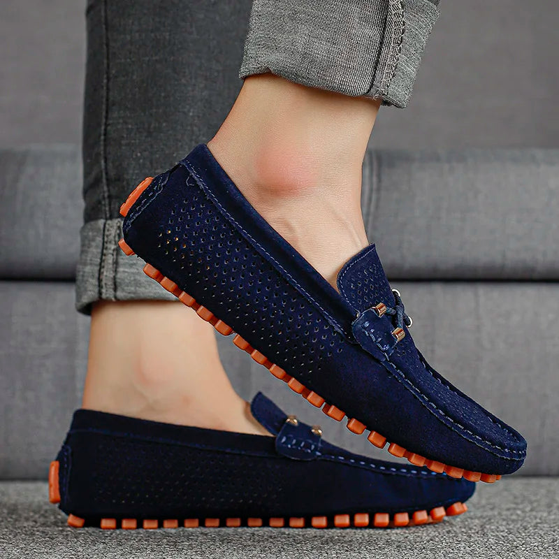 Men's Breathable Perforated Slip-On Loafers