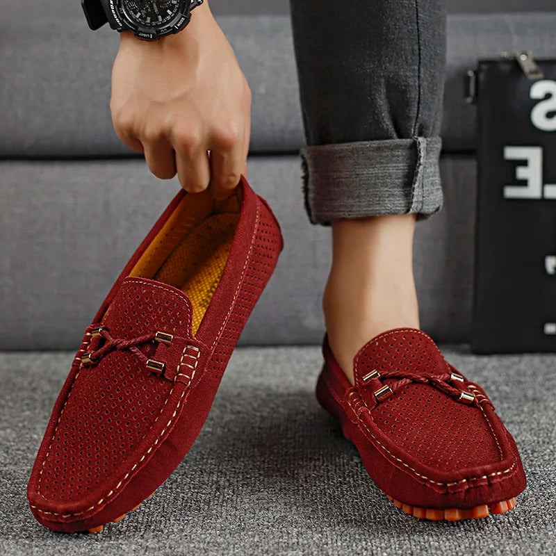 Men's Breathable Perforated Slip-On Loafers