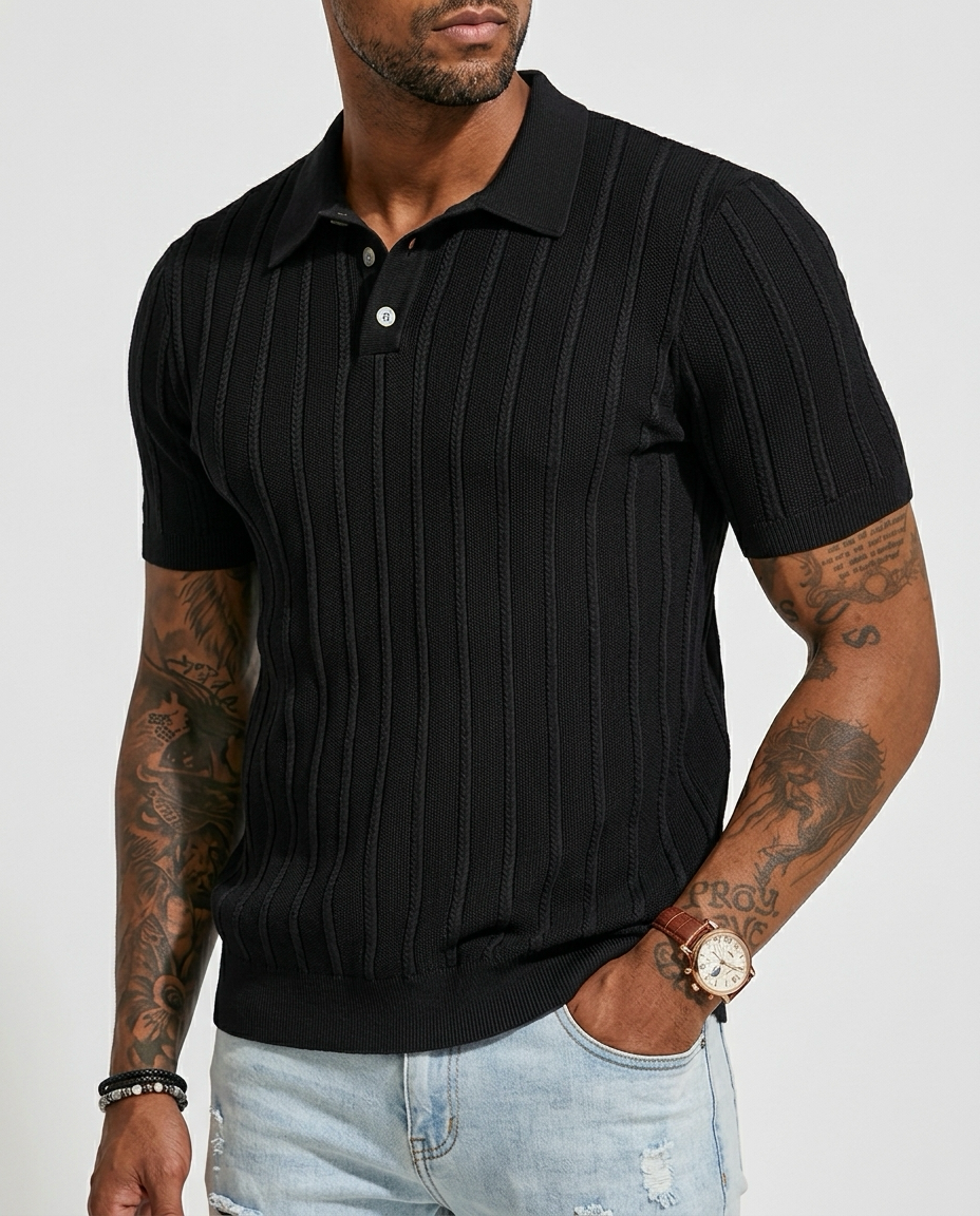 Men's Breathable Textured Polo Shirt