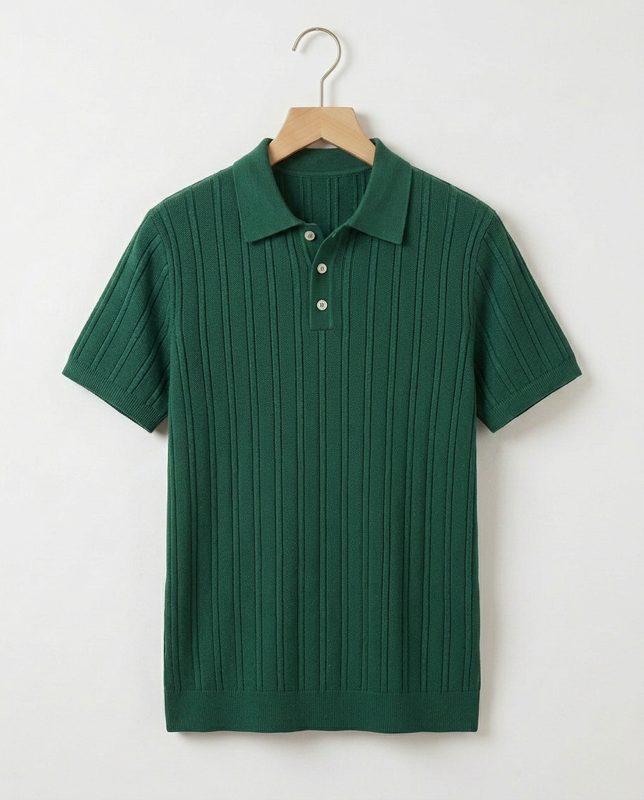 Men's Breathable Textured Polo Shirt