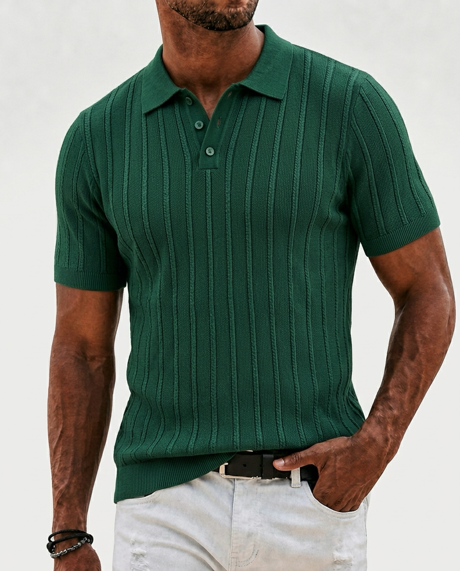 Men's Breathable Textured Polo Shirt