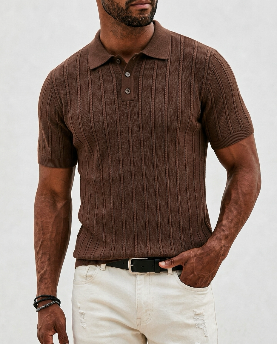 Men's Breathable Textured Polo Shirt