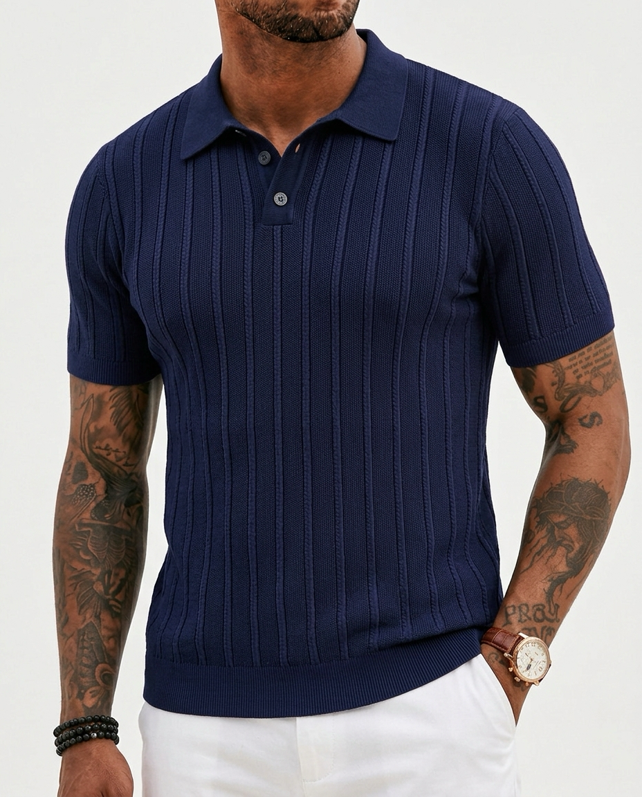 Men's Breathable Textured Polo Shirt