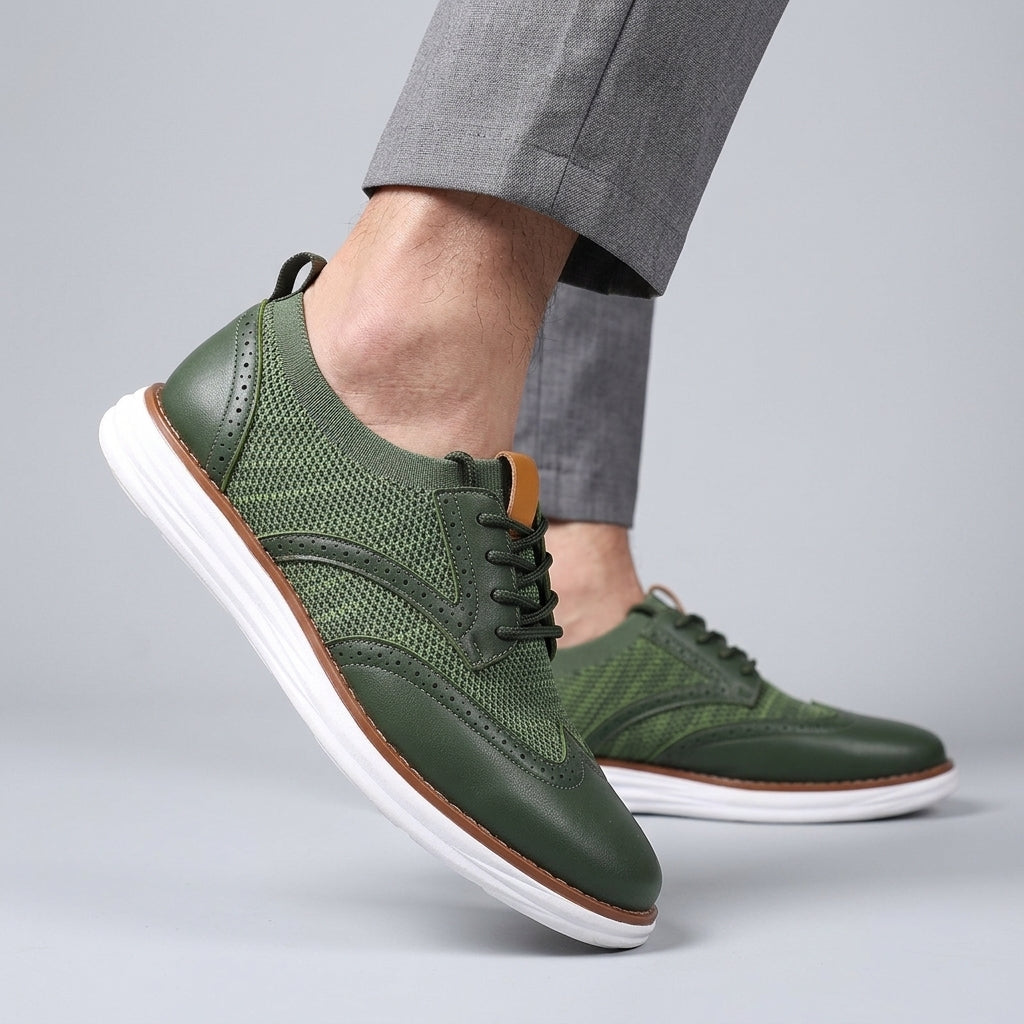 Men's Brogue-Style Lace-Up Hybrid Sneakers