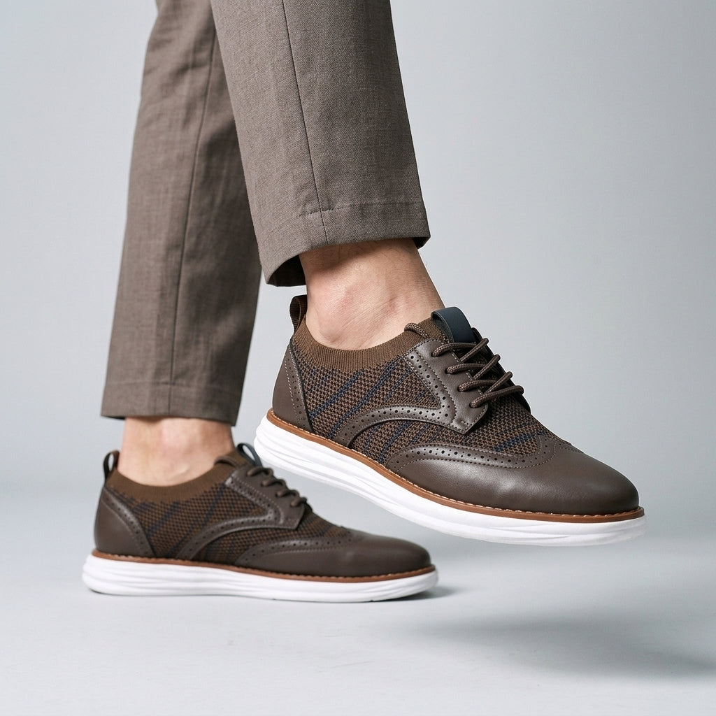 Men's Brogue-Style Lace-Up Hybrid Sneakers