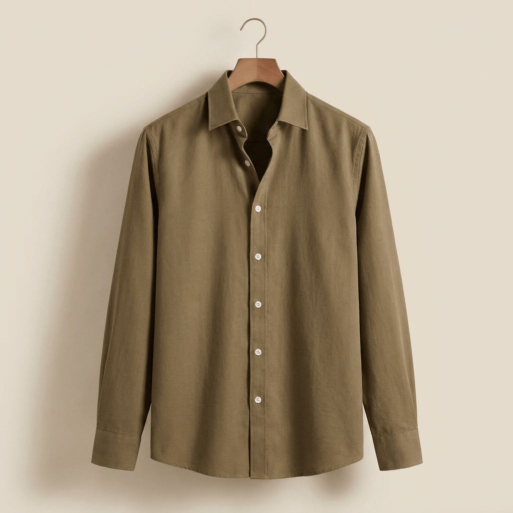 Men's Brushed Cotton Spread Collar Dress Shirt