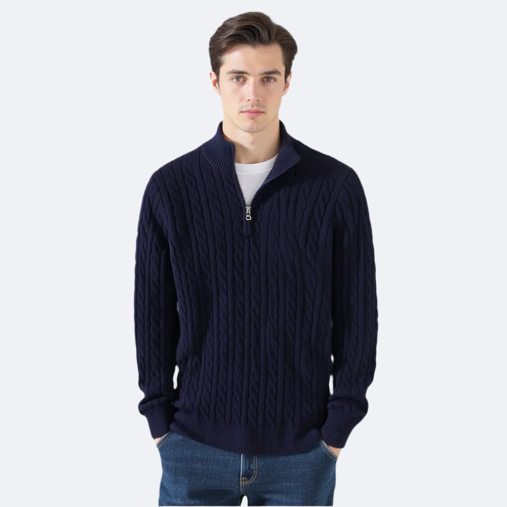 Men's Cable Knit Half Zip Sweater
