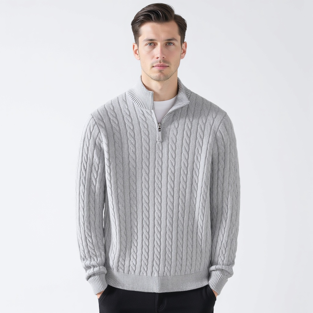 Men's Cable Knit Half Zip Sweater