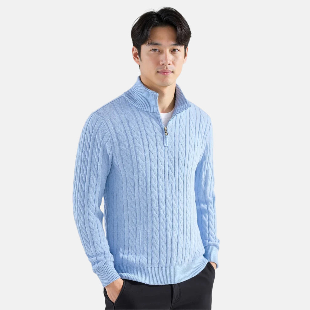 Men's Cable Knit Half Zip Sweater