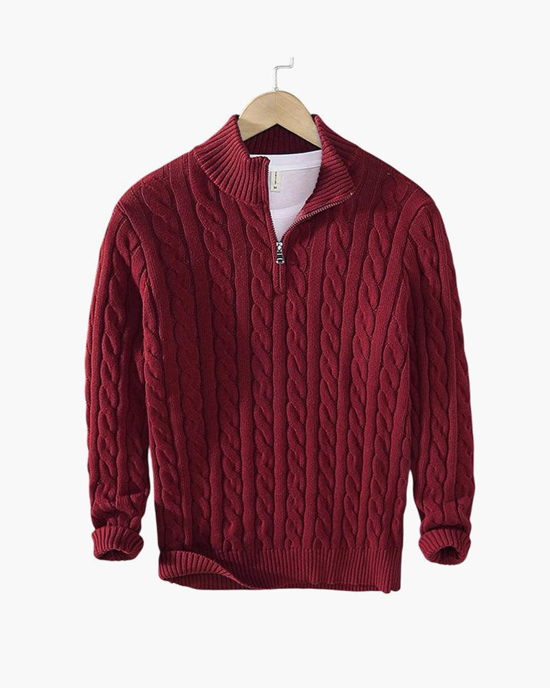Men's Cable Knit Half Zip Sweater