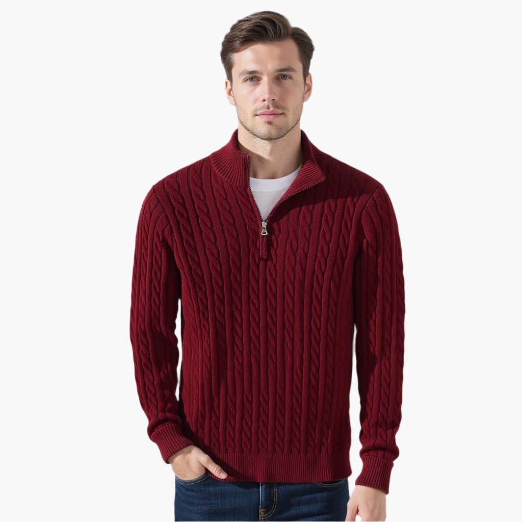 Men's Cable Knit Half Zip Sweater