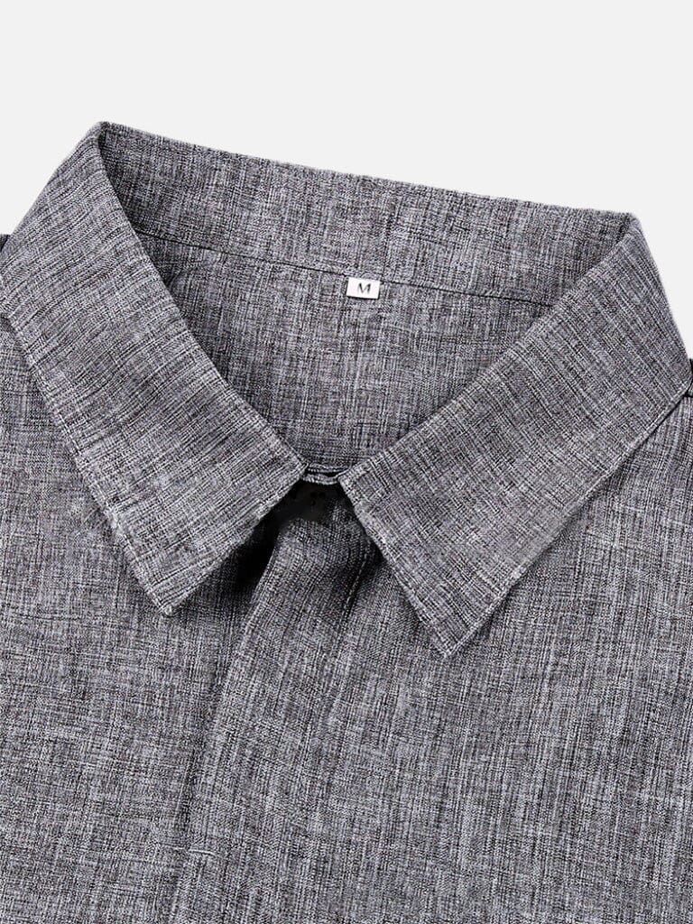 Men's Casual Cotton Linen Button-Down Shirt
