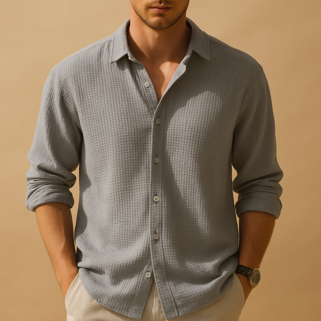 Men's Casual Long Sleeve Button-Down Shirt