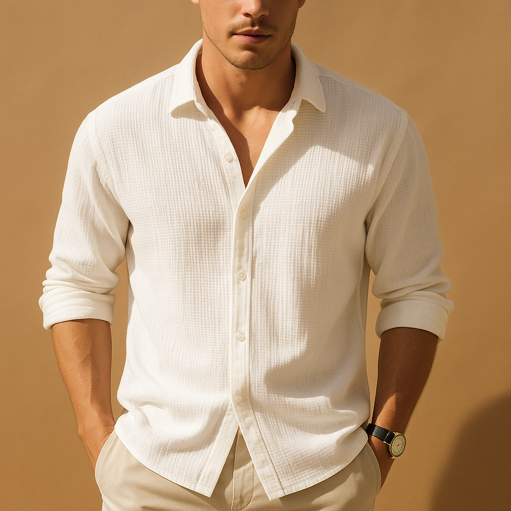 Men's Casual Long Sleeve Button-Down Shirt