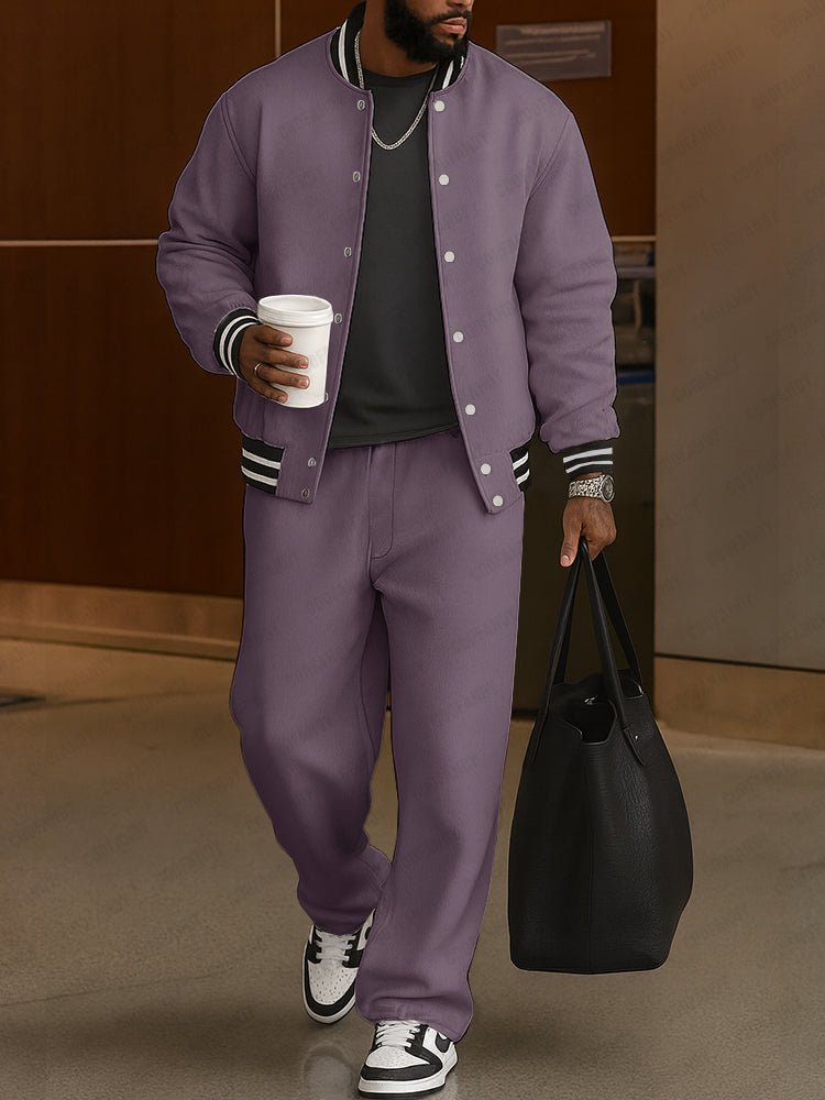 Men's Classic Striped Trim Jacket and Pants Set