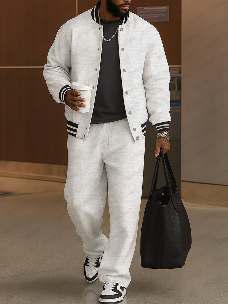 Men's Classic Striped Trim Jacket and Pants Set
