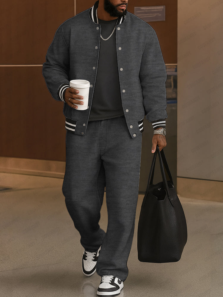 Men's Classic Striped Trim Jacket and Pants Set