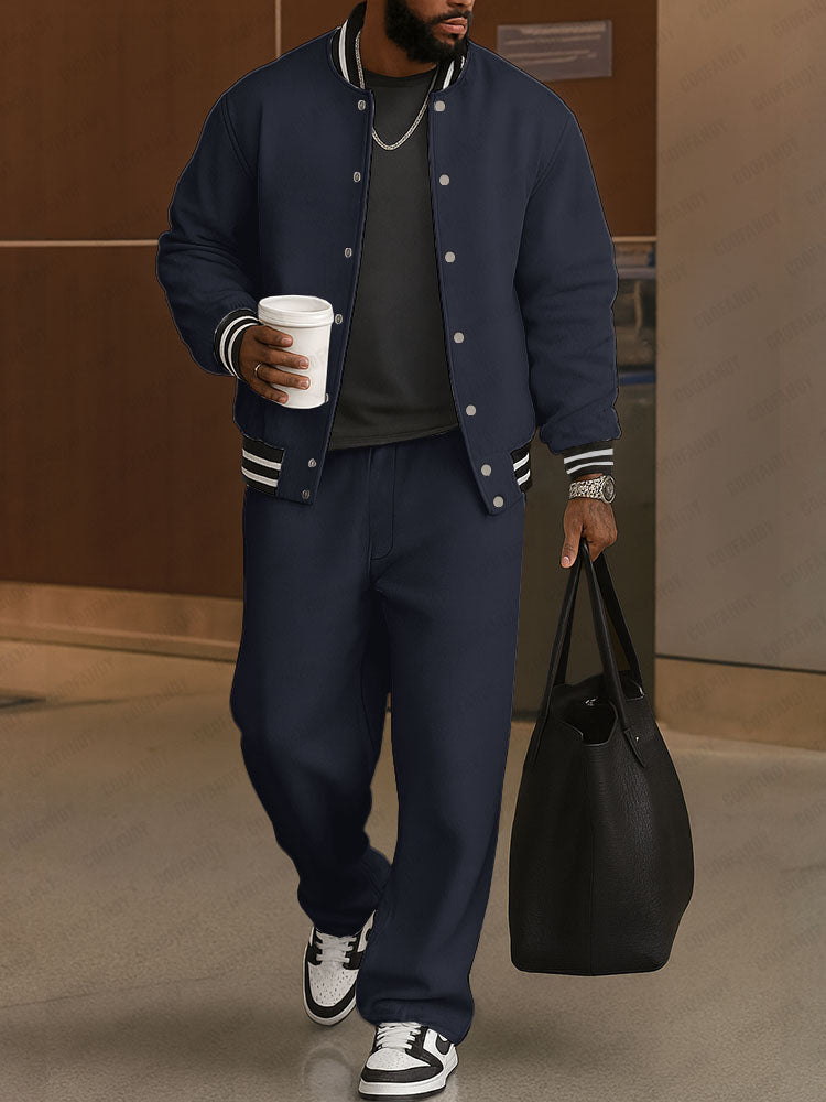 Men's Classic Striped Trim Jacket and Pants Set