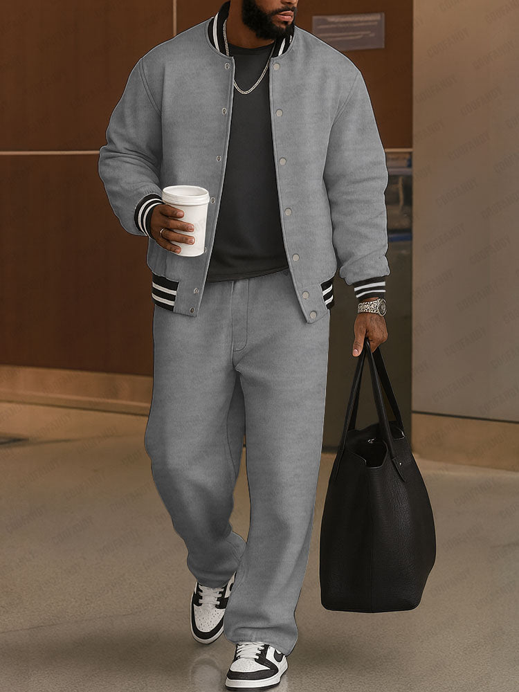 Men's Classic Striped Trim Jacket and Pants Set