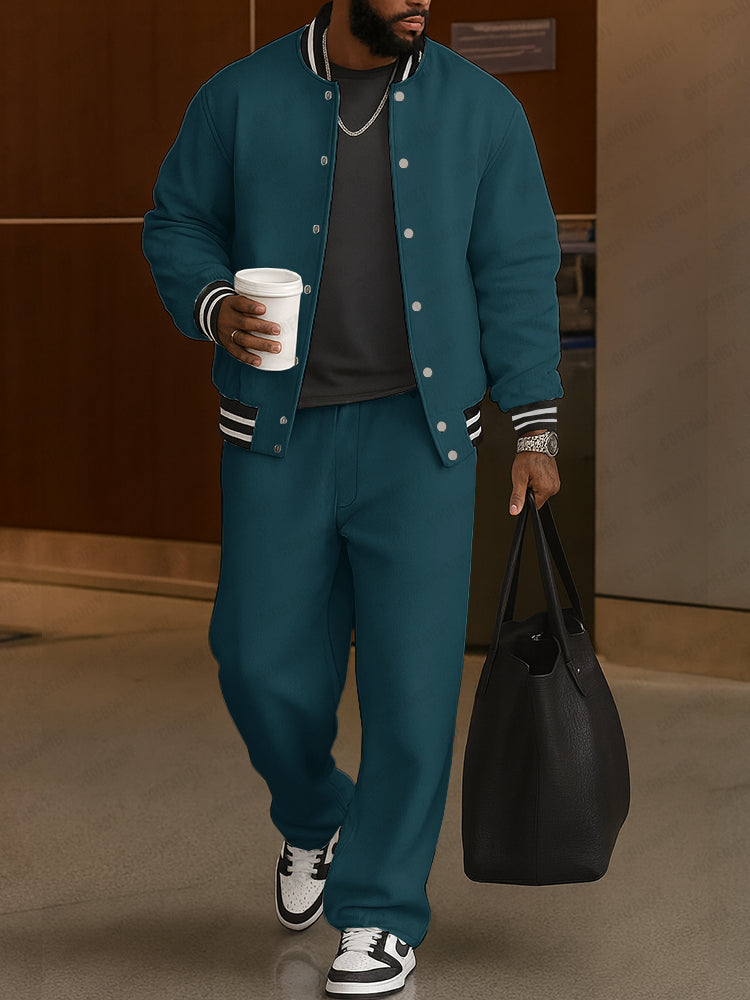 Men's Classic Striped Trim Jacket and Pants Set