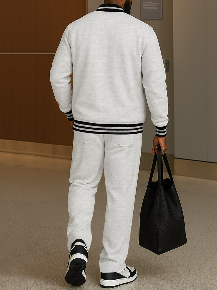 Men's Classic Striped Trim Jacket and Pants Set