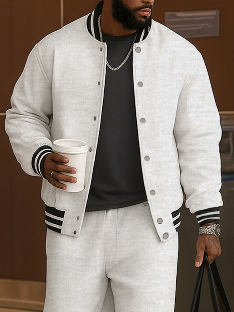Men's Classic Striped Trim Jacket and Pants Set
