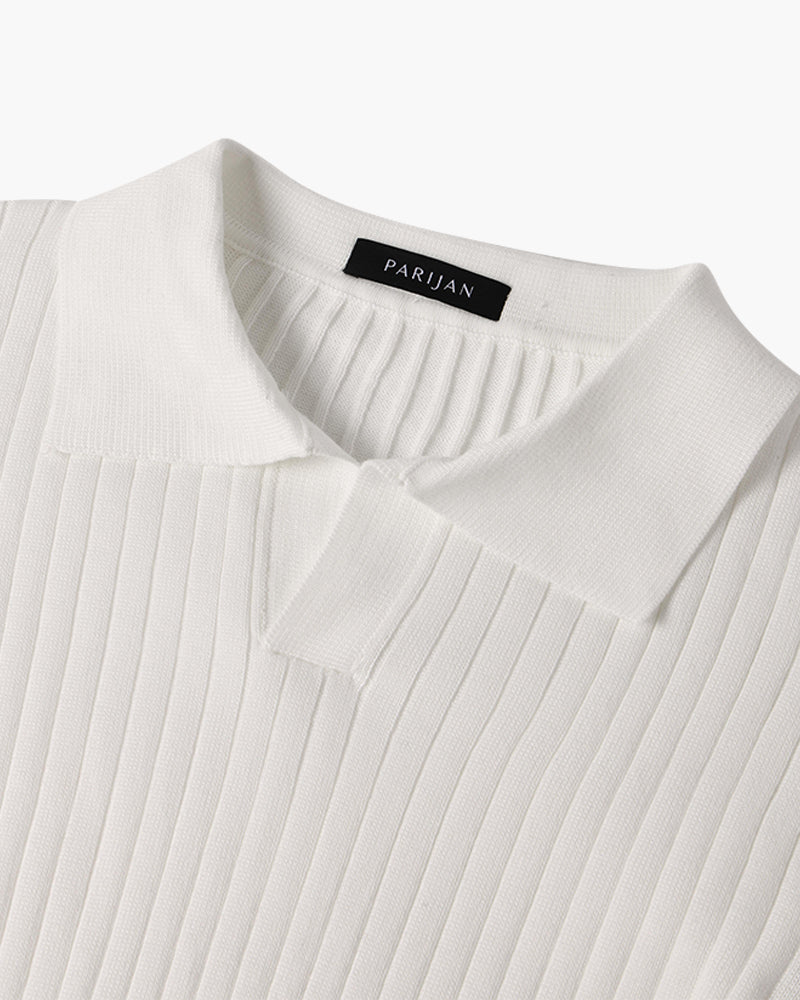 Men's Classic V-Neck Long Sleeve Polo Shirt