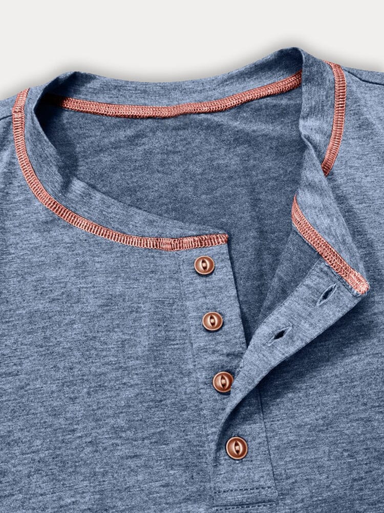 Men's Contrast Stitching Casual Button-Down Shirt