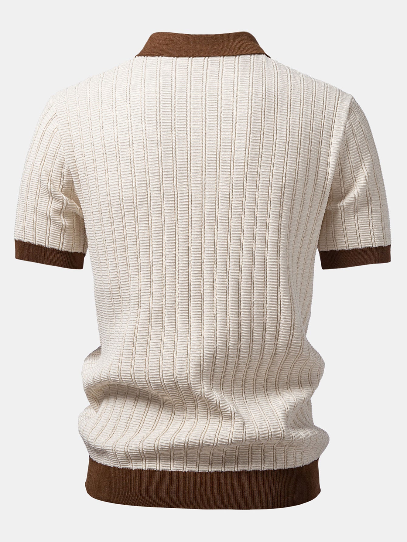 Men's Contrast Textured Johnny Collar Polo Set