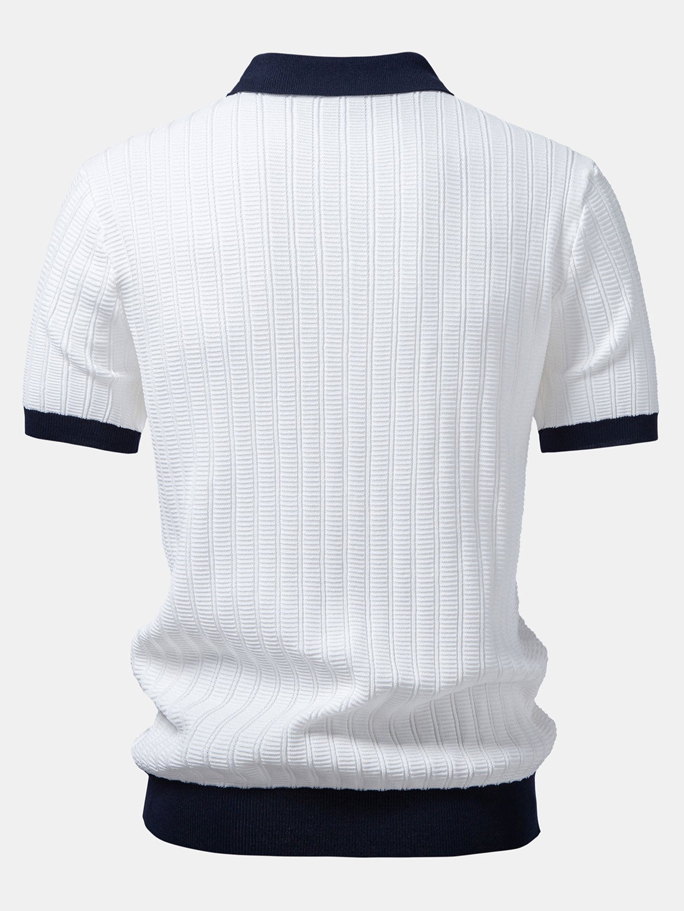 Men's Contrast Textured Johnny Collar Polo Set