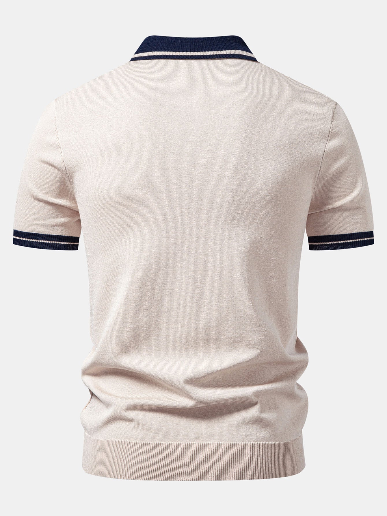 Men's Contrast Trim Knit Polo and Tapered Trousers Set