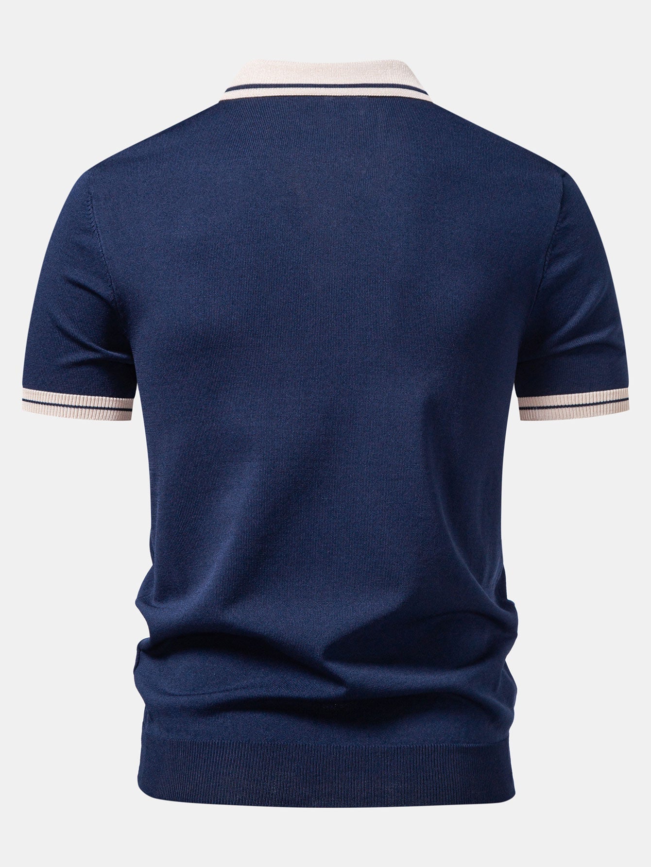 Men's Contrast Trim Knit Polo and Tapered Trousers Set