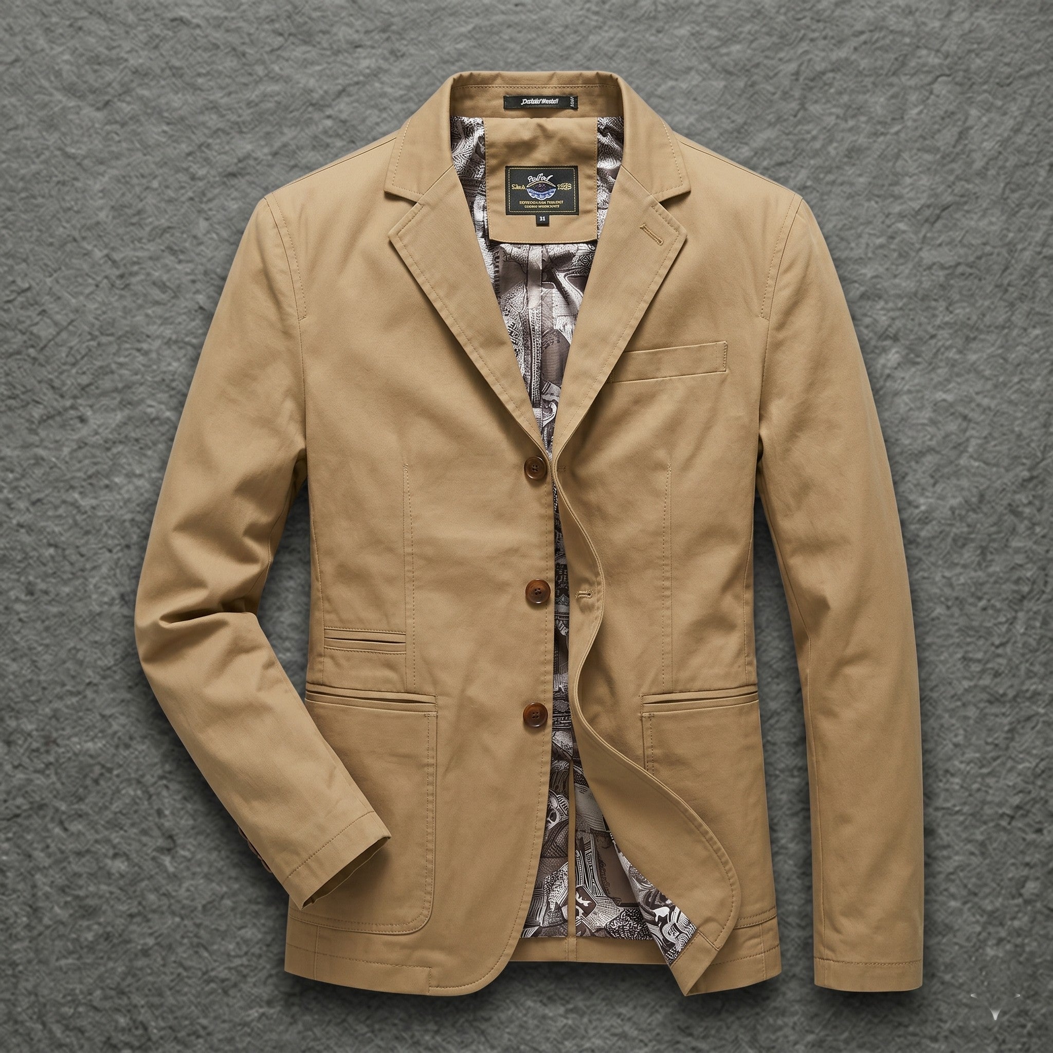 Men's Cotton-Blend Lapel Men's Blazer Jacket