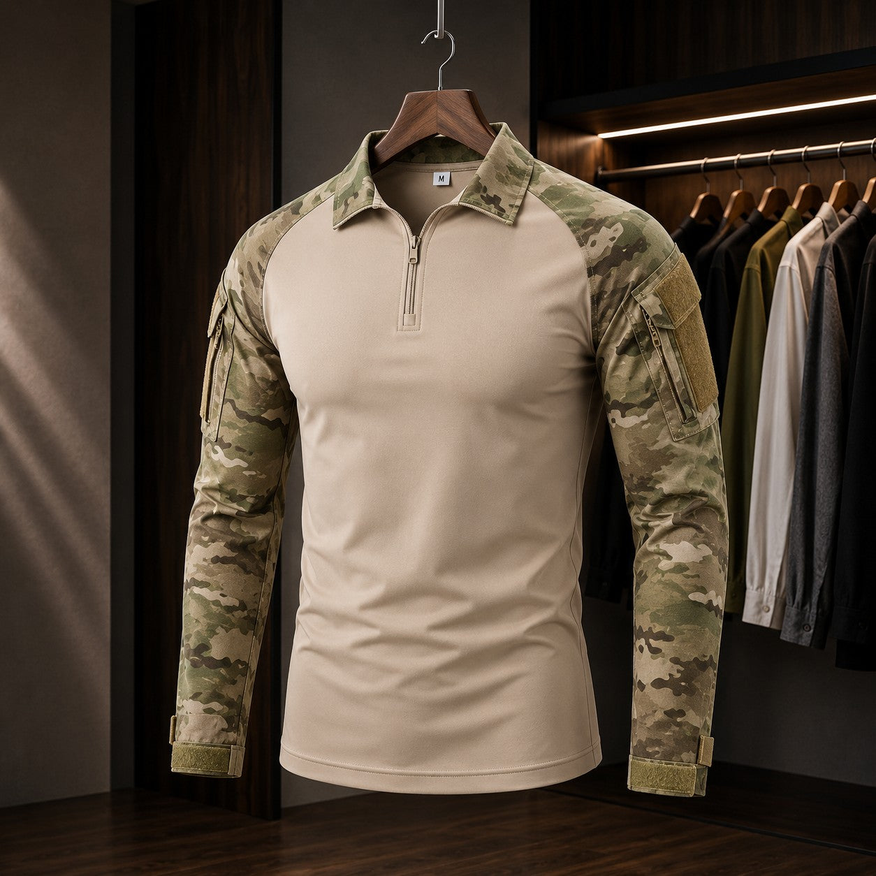 Men's Cotton-Blend Tactical Quarter Zip Combat Shirt