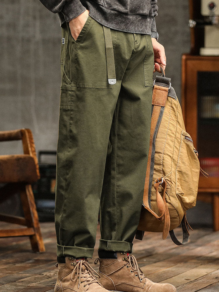 Men's Cotton-Blend Vintage Utility Cargo Pants