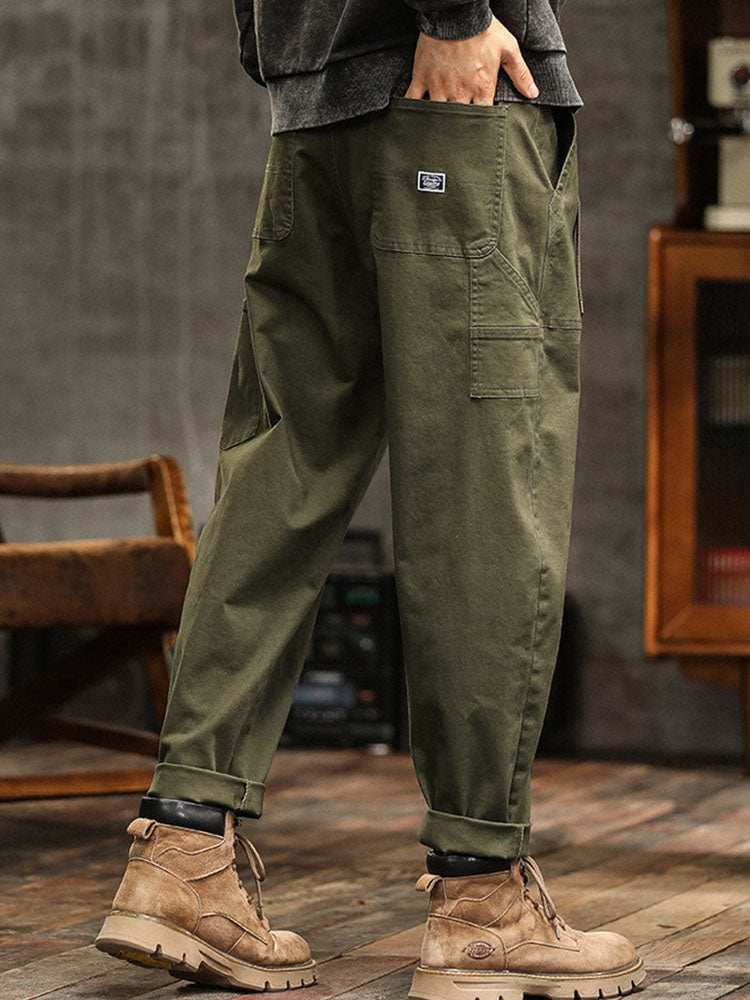 Men's Cotton-Blend Vintage Utility Cargo Pants