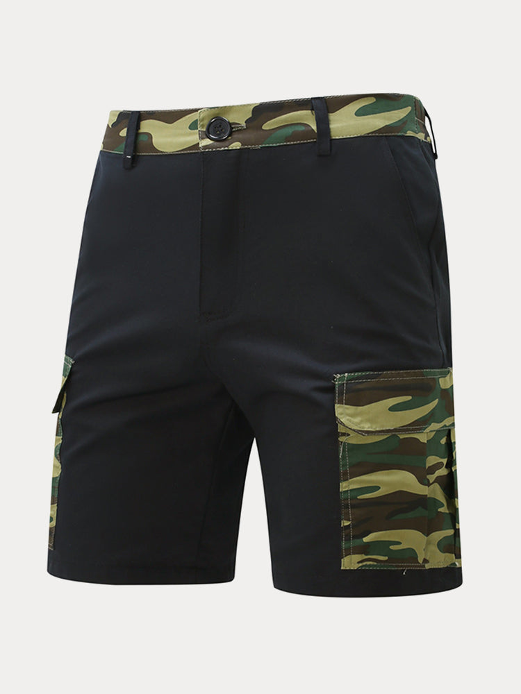 Men's Cotton Cargo Shorts with Camouflage Splicing