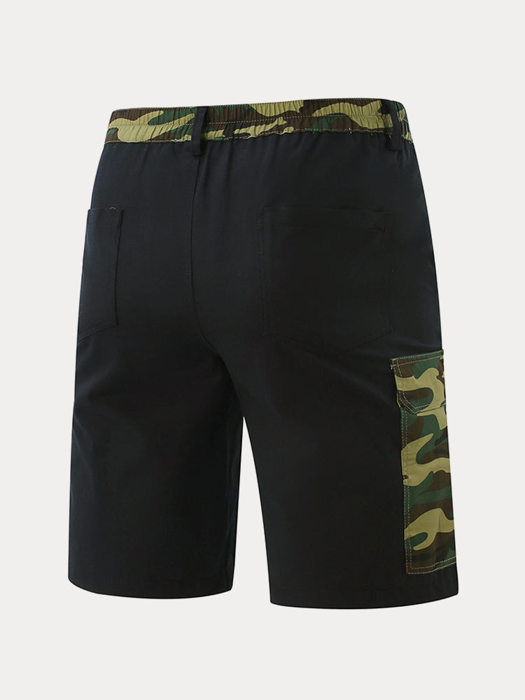Men's Cotton Cargo Shorts with Camouflage Splicing