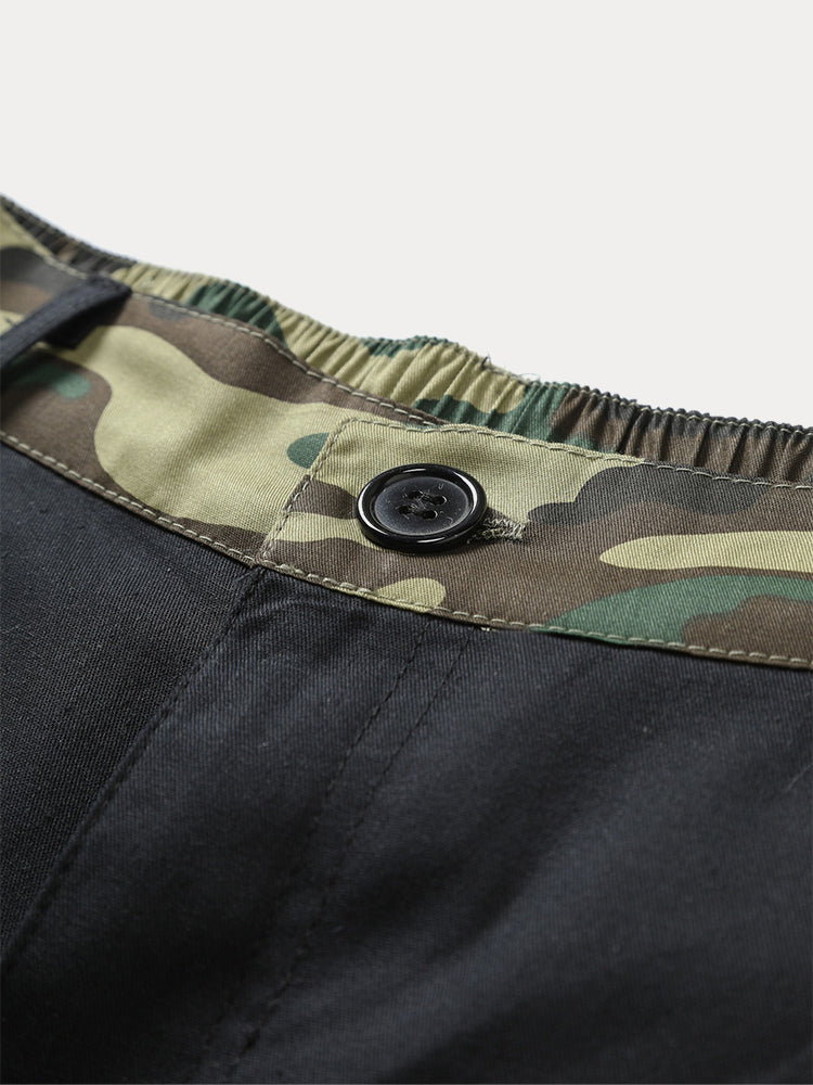 Men's Cotton Cargo Shorts with Camouflage Splicing