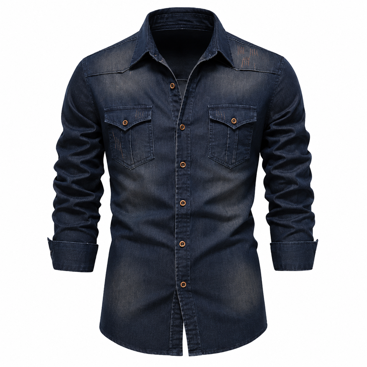 Men's Cotton Denim Button-Down Shirt