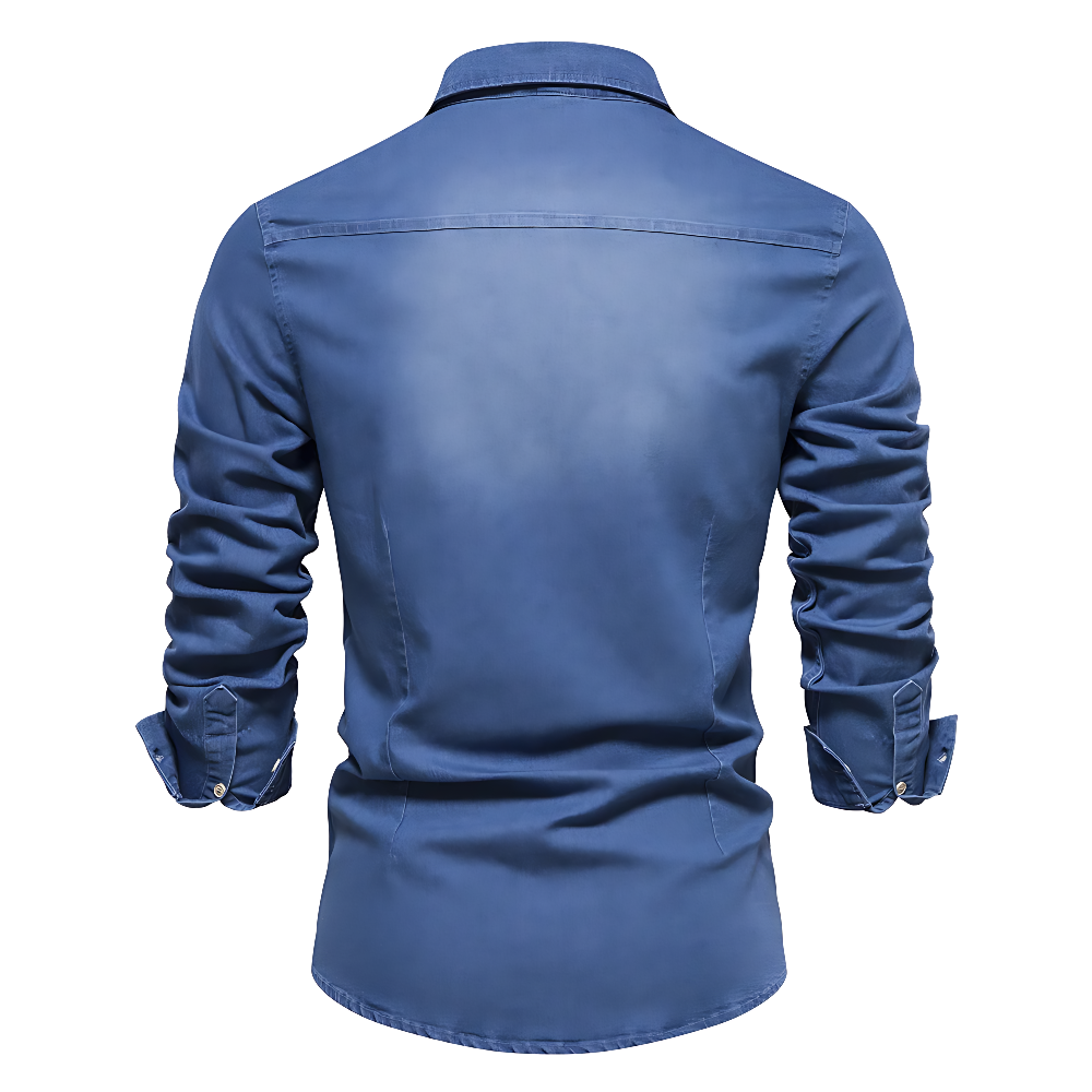 Men's Cotton Denim Button-Down Shirt