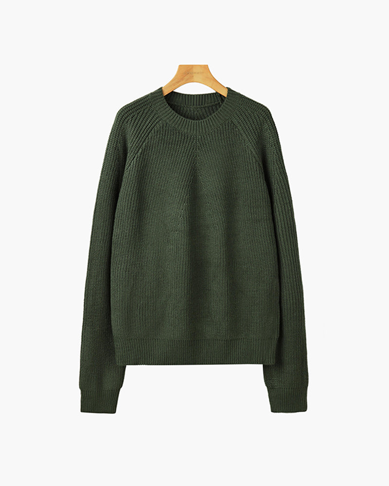 Men's Cotton Knit Raglan Sleeve Sweater