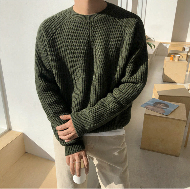 Men's Cotton Knit Raglan Sleeve Sweater