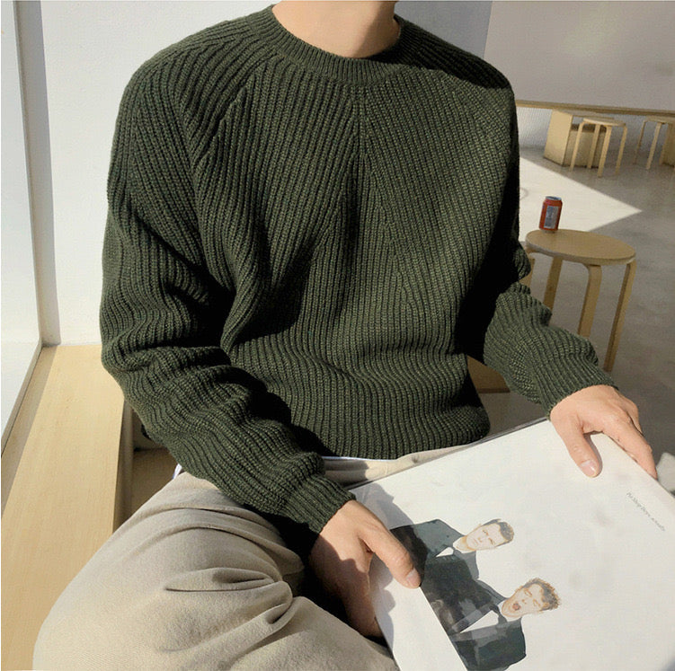 Men's Cotton Knit Raglan Sleeve Sweater