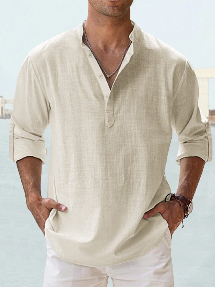Men's Cotton Linen Casual Button-Down Shirt