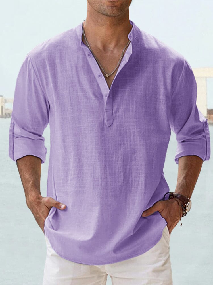 Men's Cotton Linen Casual Button-Down Shirt